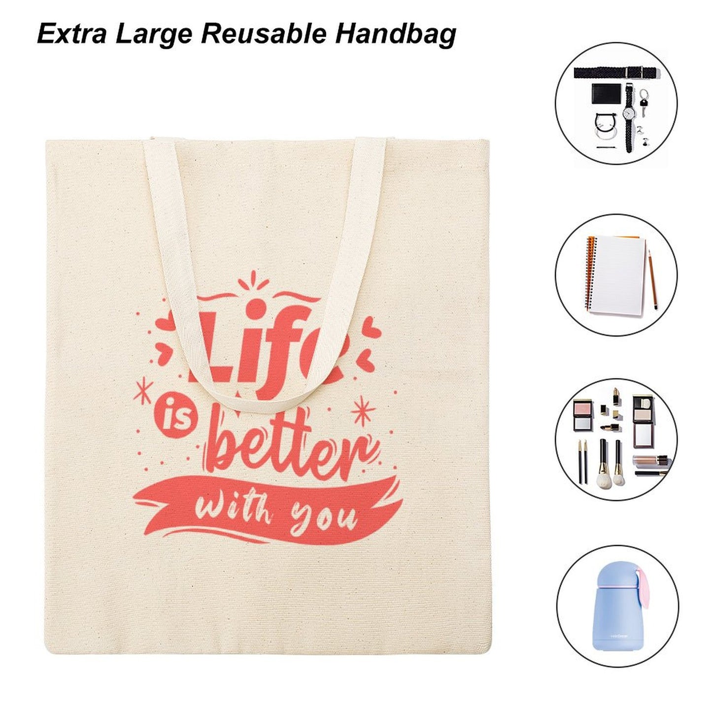 Extra Large Reusable Grocery Shopping Cloth Bags capacity for essentials.