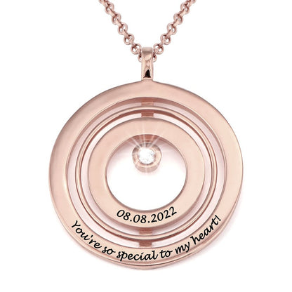 Personalized Sterling Silver Gold Plated Birthstone Necklace Round Pendant Necklace for Women Mother Grandma