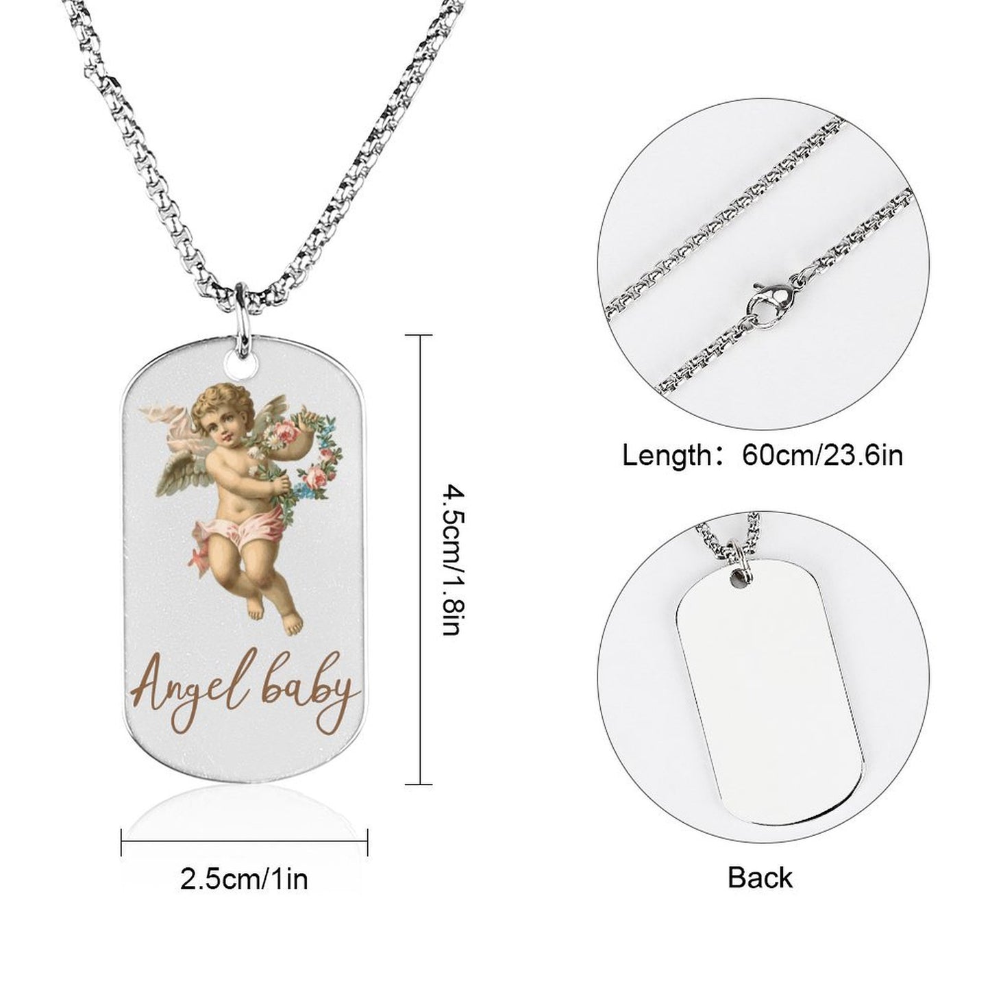 Custom Photo Necklace for Men Stainless Steel Dog Tag Personalized Text Engraved Memory  Square Shaped Picture Pendant Necklaces