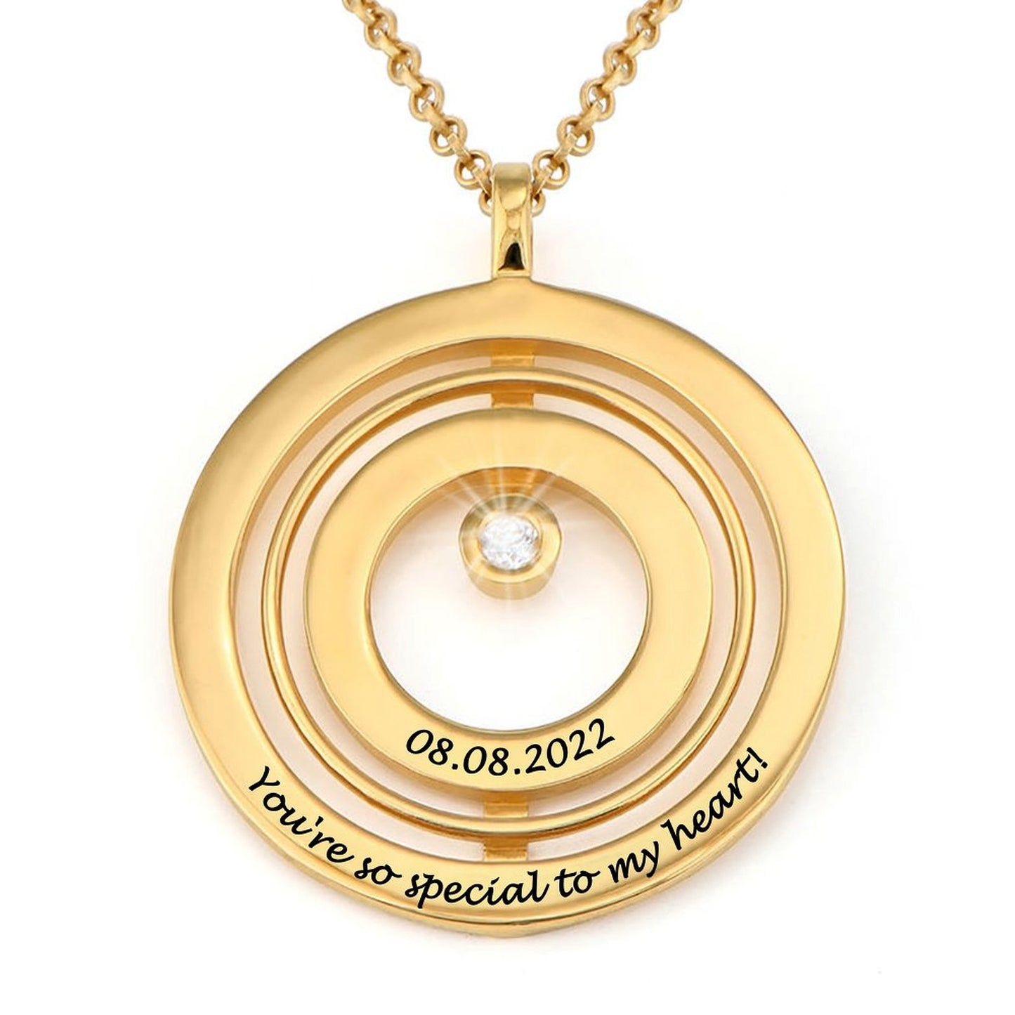 Personalized Sterling Silver Gold Plated Birthstone Necklace Round Pendant Necklace for Women Mother Grandma