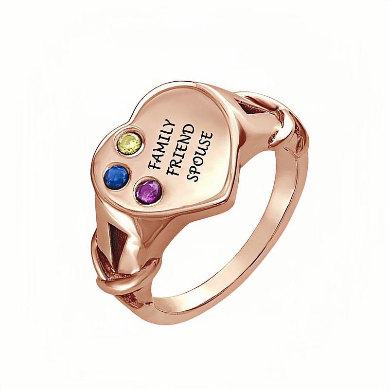 Custom Heart Rings with Charms for Women,18k Gold Plated Forever Love Ring, Sterling Silver Heart Friendship Rings, Evil Eye Hand of Fatima Ring