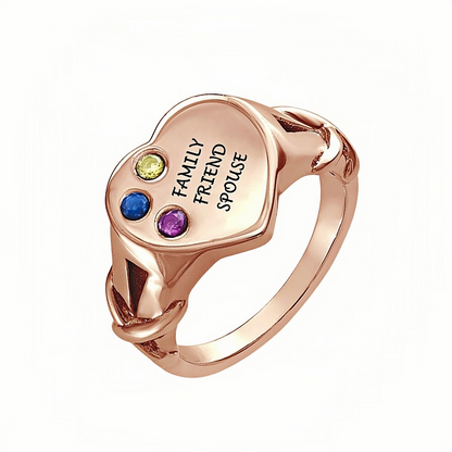 Custom Heart Rings with Charms for Women,18k Gold Plated Forever Love Ring, Sterling Silver Heart Friendship Rings, Evil Eye Hand of Fatima Ring