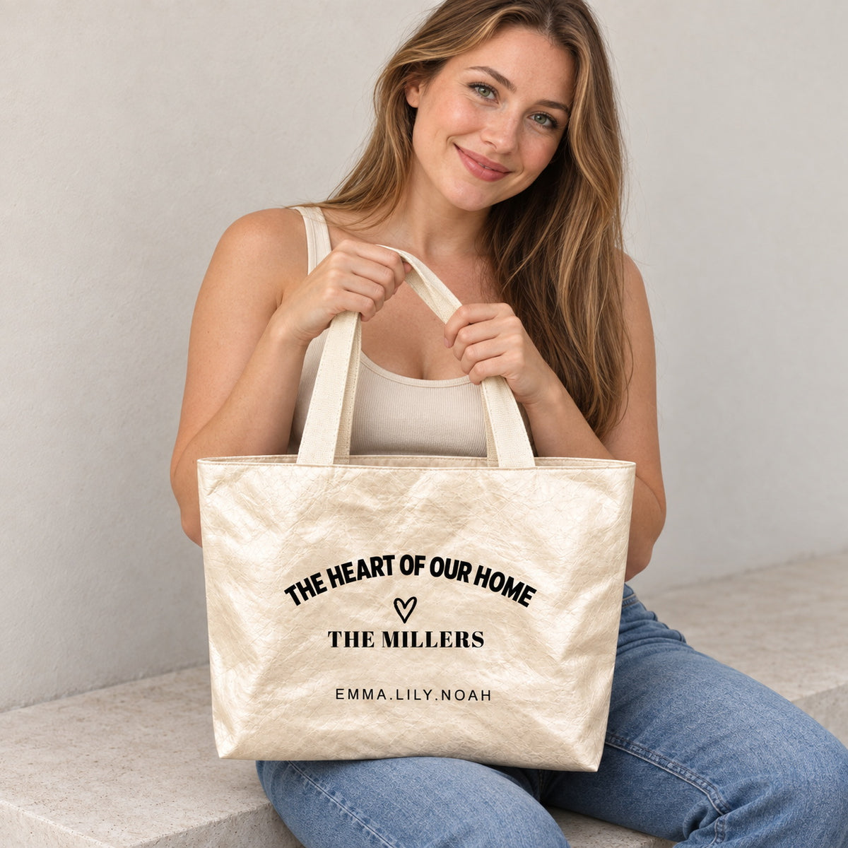 Personalized Family Tote Bag with Family Name and Kids Names - main product view
