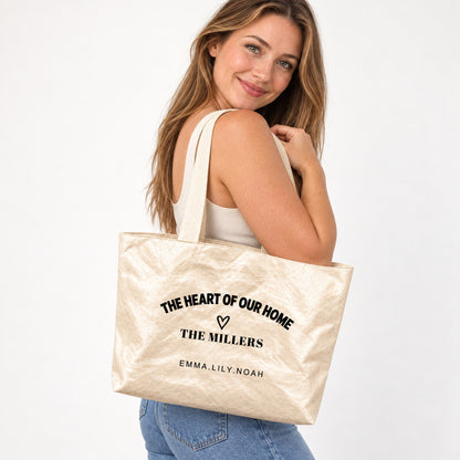 Personalized Family Tote Bag with Family Name and Kids Names - material or size detail view