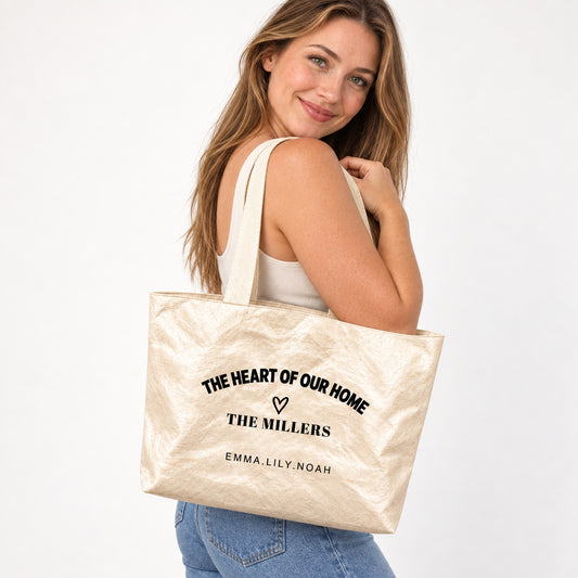 Personalized Family Tote Bag with Family Name and Kids Names - material or size detail view