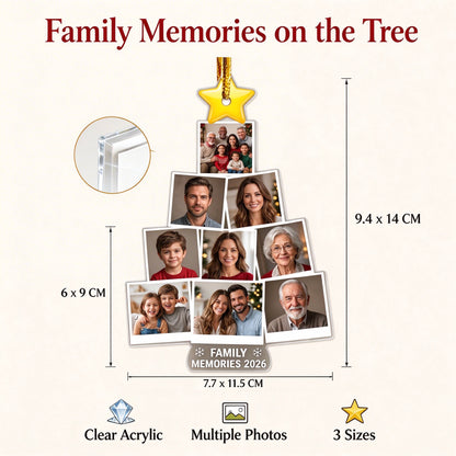 Personalized Family Photo Christmas Tree Ornament, Custom Family Memories Keepsake - centerpiece display