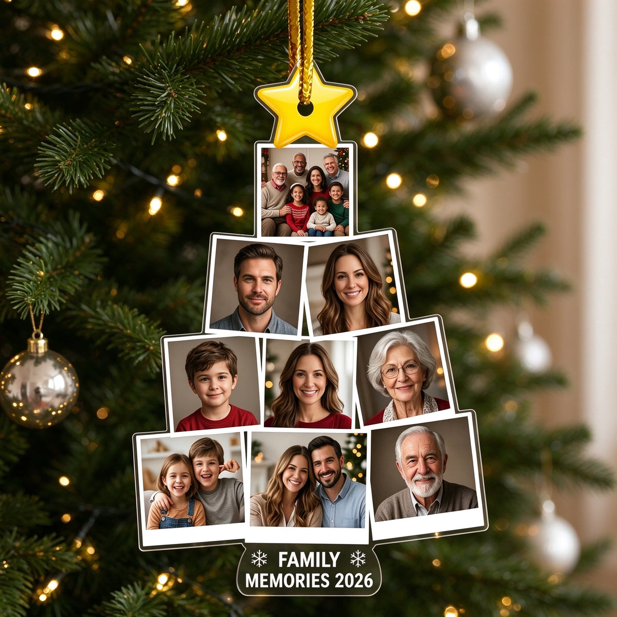 Personalized Family Photo Christmas Tree Ornament, Custom Family Memories Keepsake - lifestyle scene