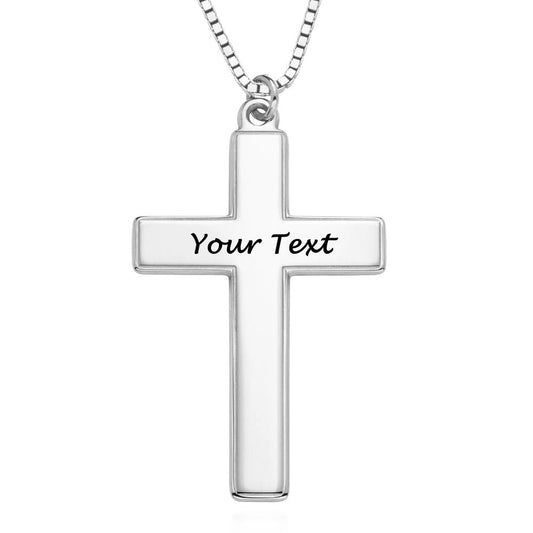 Personalized Sterling Silver Cross Necklace for Men, Custom 18K Gold Plated Plain Cross Pendant Necklace for Men