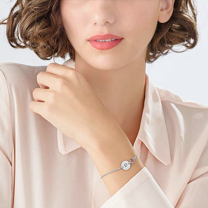 Personalized Initial Charm Bracelet for Women Sterling Silver Coin Disc Engraved Letter Bracelet Personalized Monogram Name Bracelet for Girls