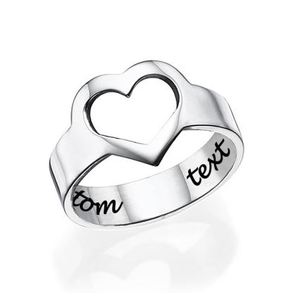 Sterling Silver Promise Rings Love Heart Ring for Women Personalized Engraved Custom Name