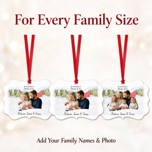 Personalized First Christmas as a Family Ornament with Custom Family Photo and Names - custom options or details