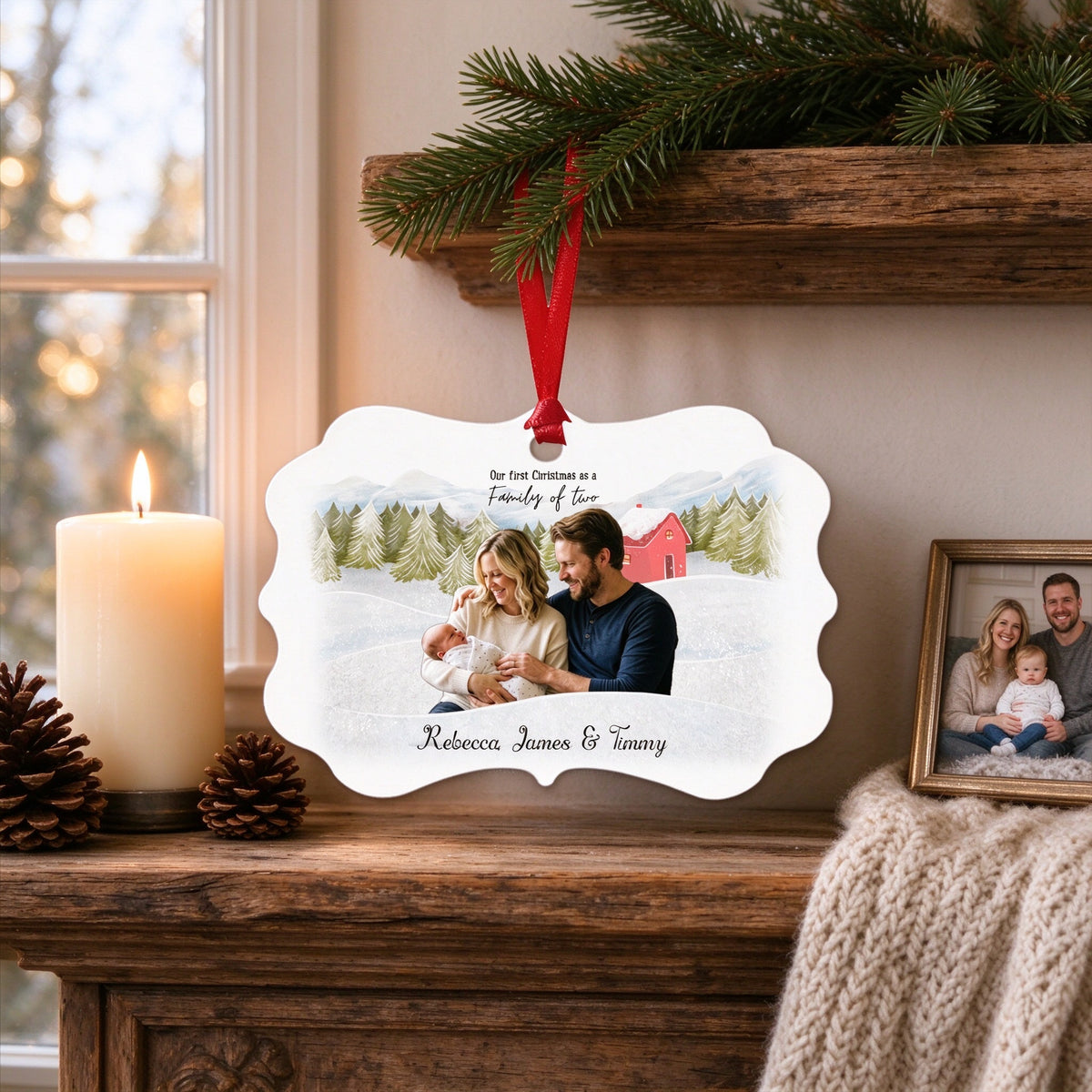 Personalized First Christmas as a Family Ornament with Custom Family Photo and Names - main product view