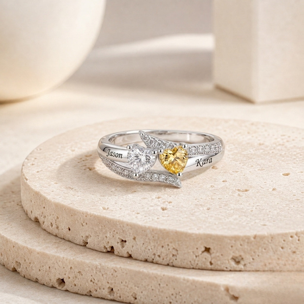Floral Birthstone Ring detail view custom jewelry