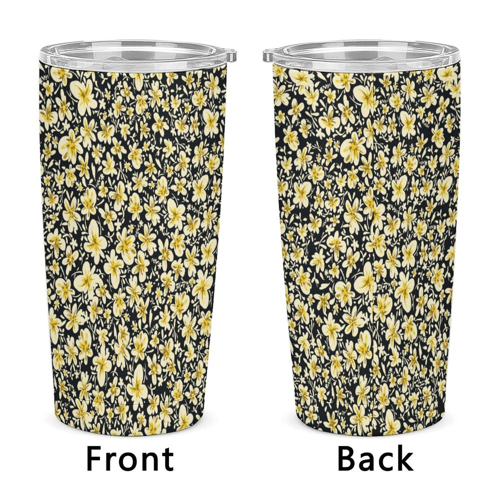 Front and back view of Custom All Over Print 20oz Coffee Tumbler Cup.