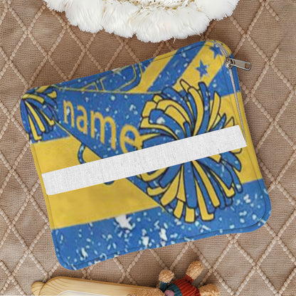 Foldable custom graduation pillow with back strap.