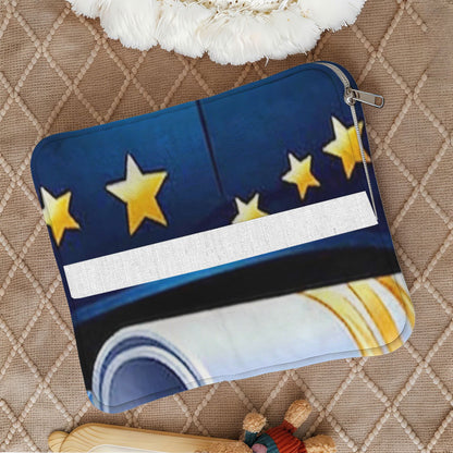 Foldable custom graduation pillow with zipper and strap.