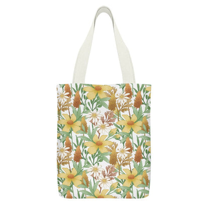 Full Print Canvas Tote Bag in floral pattern, perfect for eco-friendly shopping.