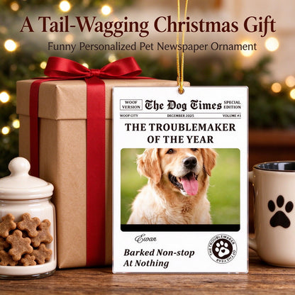 Personalized Dog Photo Christmas Ornament, Custom Pet Newspaper Keepsake - gift presentation