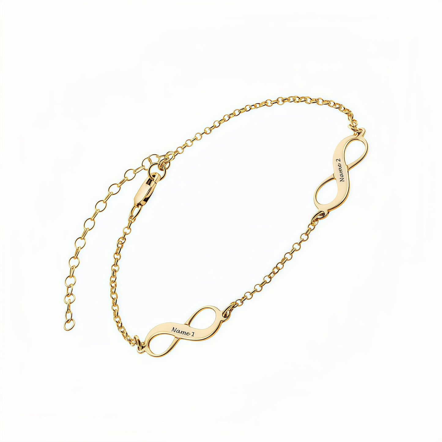 Personalized gold infinity love anklet bracelet for women/teen girls, custom names.