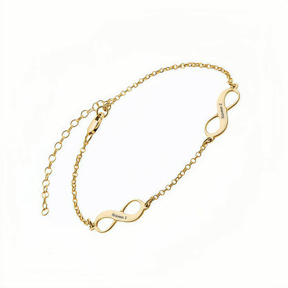Personalized gold infinity love anklet bracelet for women/teen girls, custom names.
