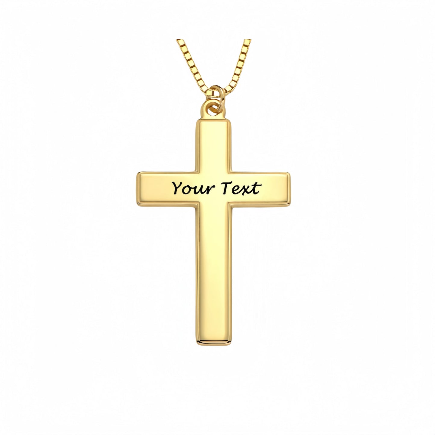 Collier croix gravé personnalisé - Cadeau unisexe en argent sterling ou plaqué or 18 carats