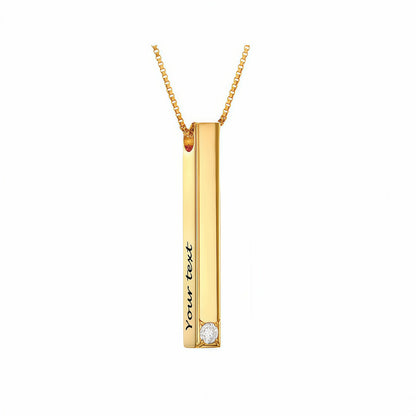 Personalized 2 Sided Vertical Bar Pendant Sterling Silver Coordinate Jewelry for Couples
