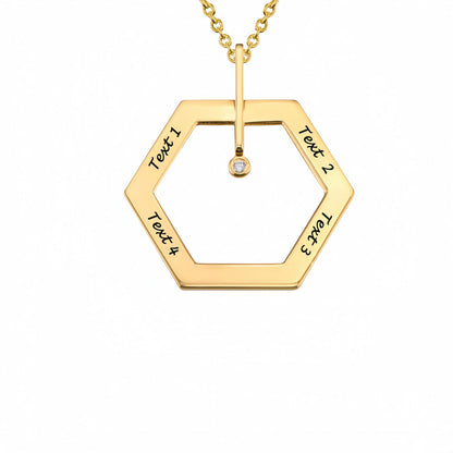 Collier hexagonal personnalisé - Gravure personnalisée avec noms et pierre | Cadeau pour maman et grand-mère