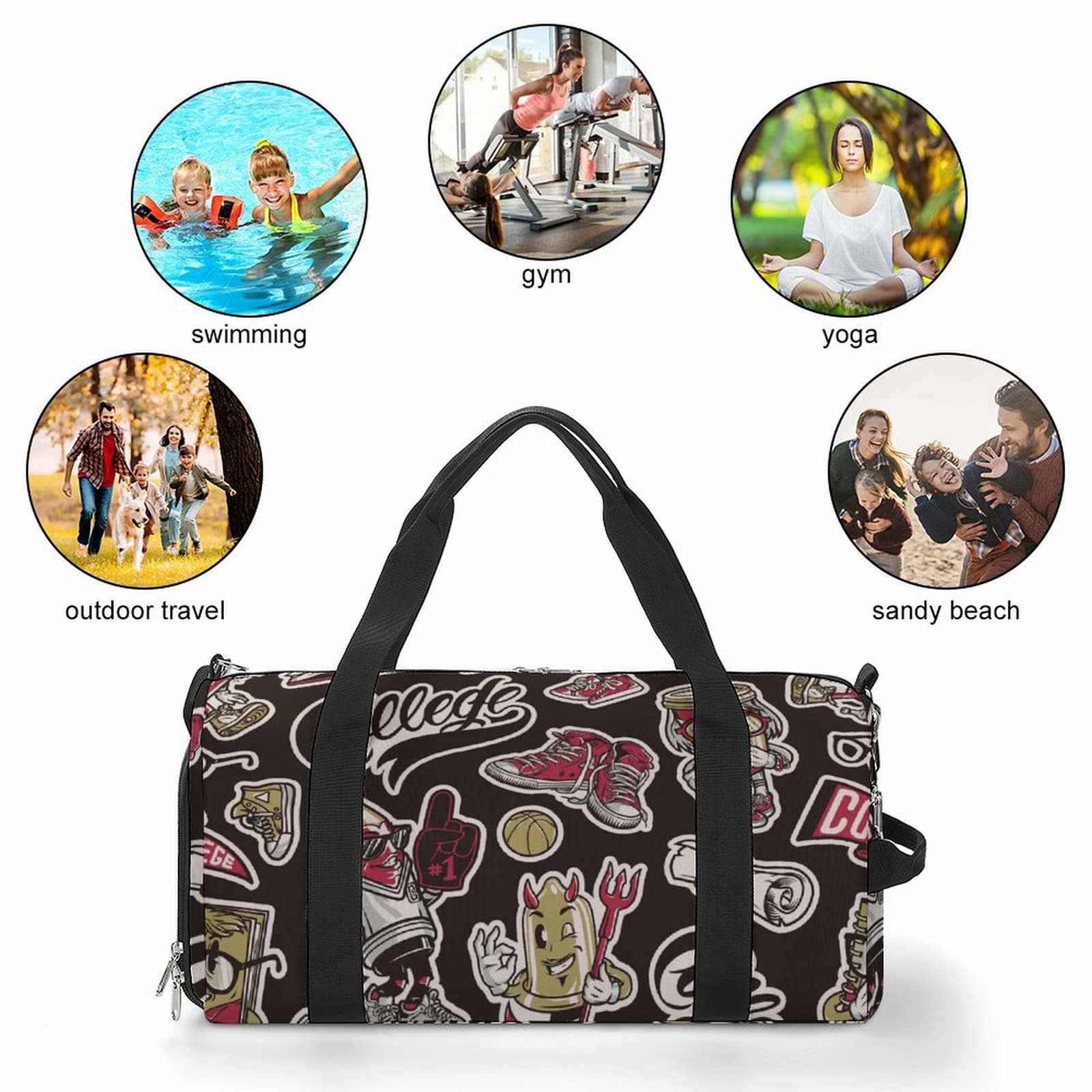 Personalized Gym Bag Usage For Swimming Outdoor Travel And Yoga.
