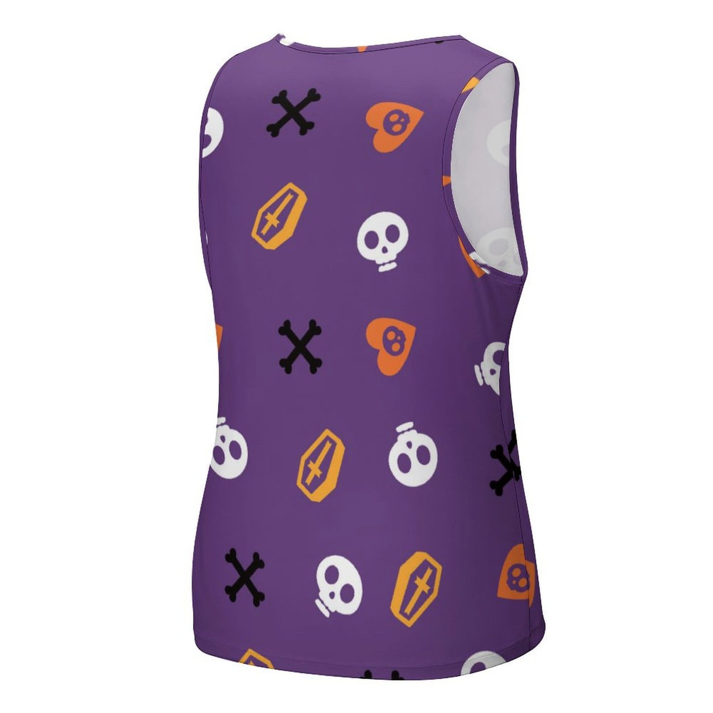 Back view of Men's Custom Full Print Cotton Sleeveless Muscle Shirt.