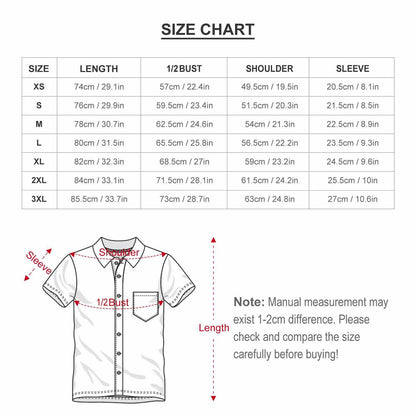 Hawaiian Shirt Size Chart And Measurements For Custom Summer Wear.