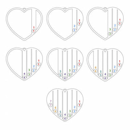Heart name necklace customization options. Choose 1-6 names and birthstone placements.