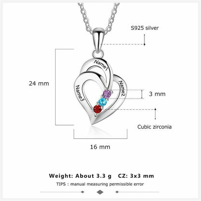 S925 silver heart charm size and dimensions chart; 24mm x 16mm.