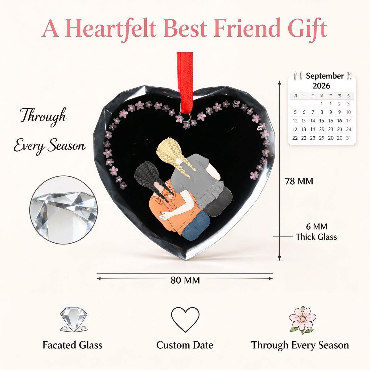 Personalized Heart Photo Christmas Ornament, Custom Best Friend Keepsake Gift - gift scene