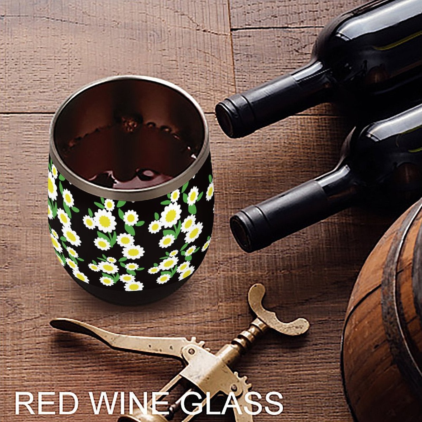 Insulated Wine Tumbler Reusable Stemless Glass for red wine.