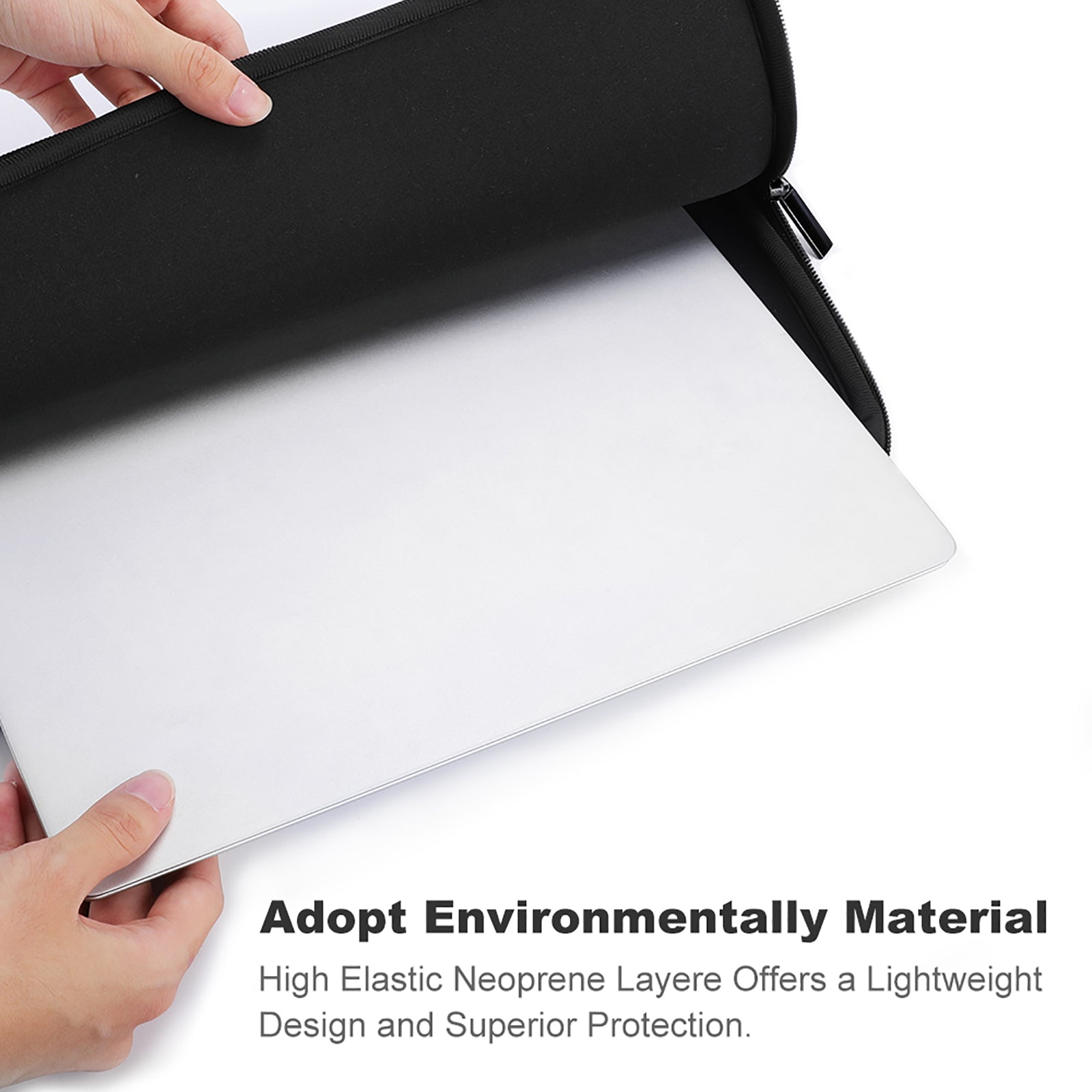 Interior of Shockproof Laptop Sleeve showing elastic neoprene material for protection.
