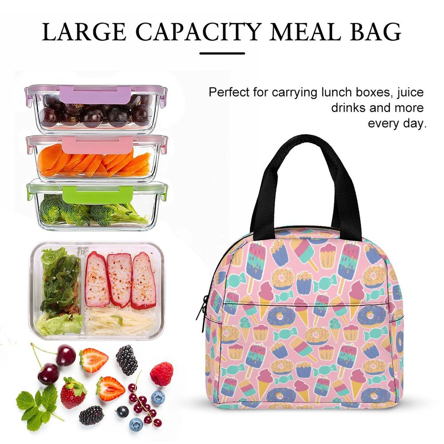 Large capacity meal bag,perfect for carrying luch boxes.