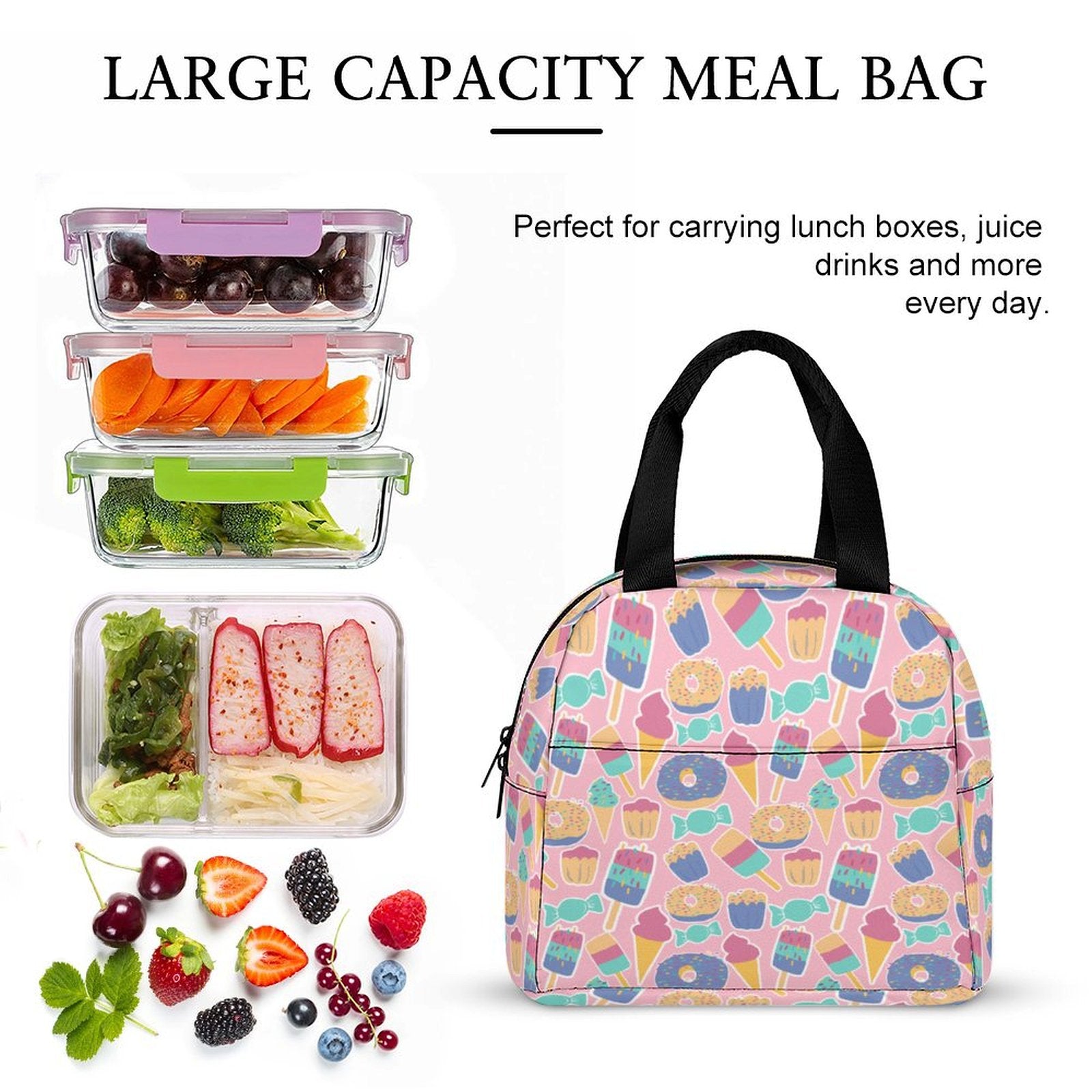 Large capacity meal bag,perfect for carrying luch boxes.