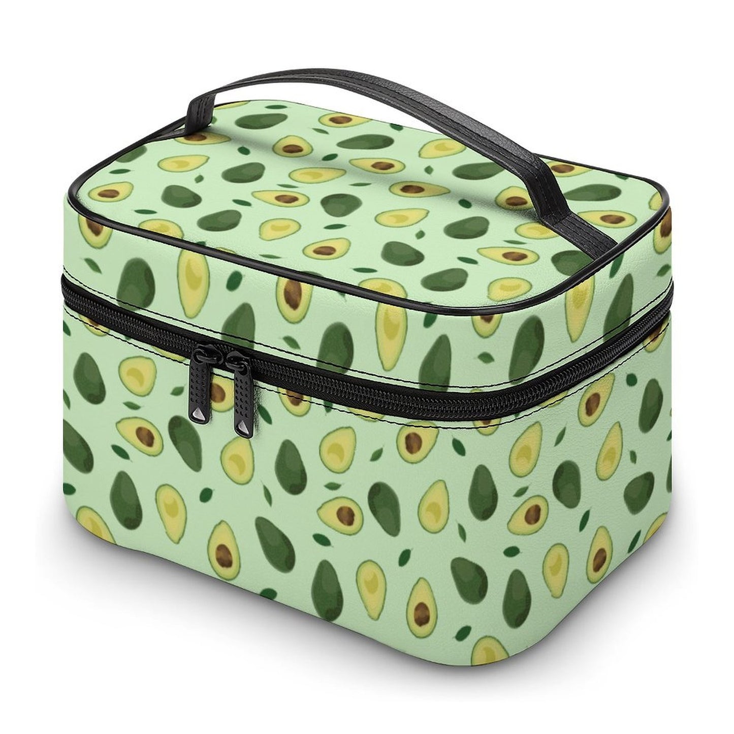 Large capacity travel makeup case organizer in avocado print for women