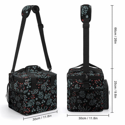 Large Personalized Cooler Bag dimensions (11.8") and adjustable padded shoulder strap.