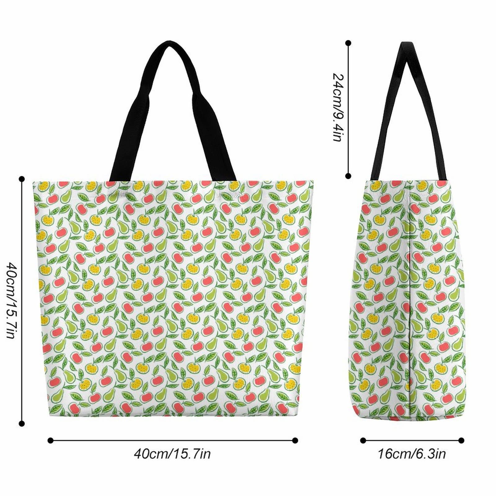 Dimensions of super strong large tote bag: 40cm height/width, perfect for groceries.