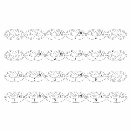 Diagram: Personalized Leaf Bracelet Engraving Layout Options for 3 to 6 Names.