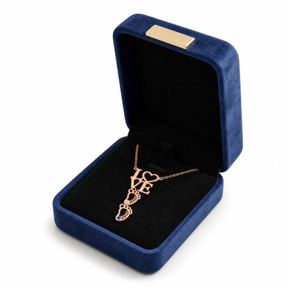 Love baby feet necklace in a gift box