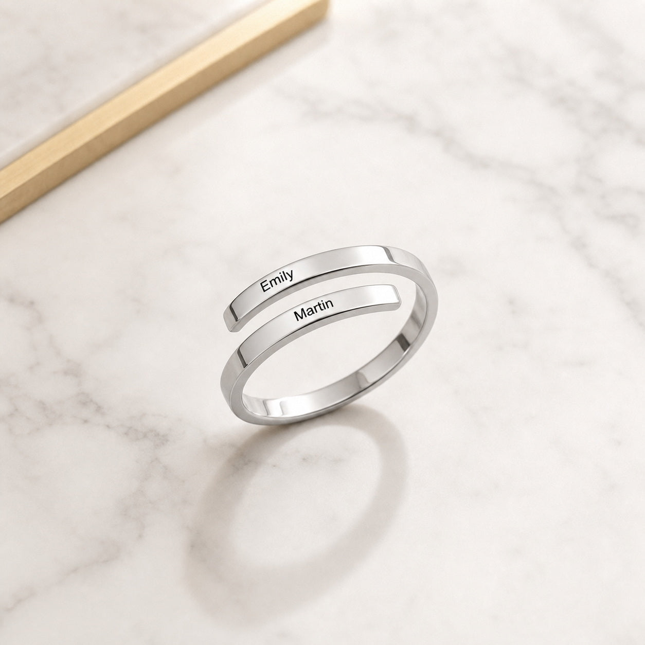 Custom couple band ring styled as a keepsake gift