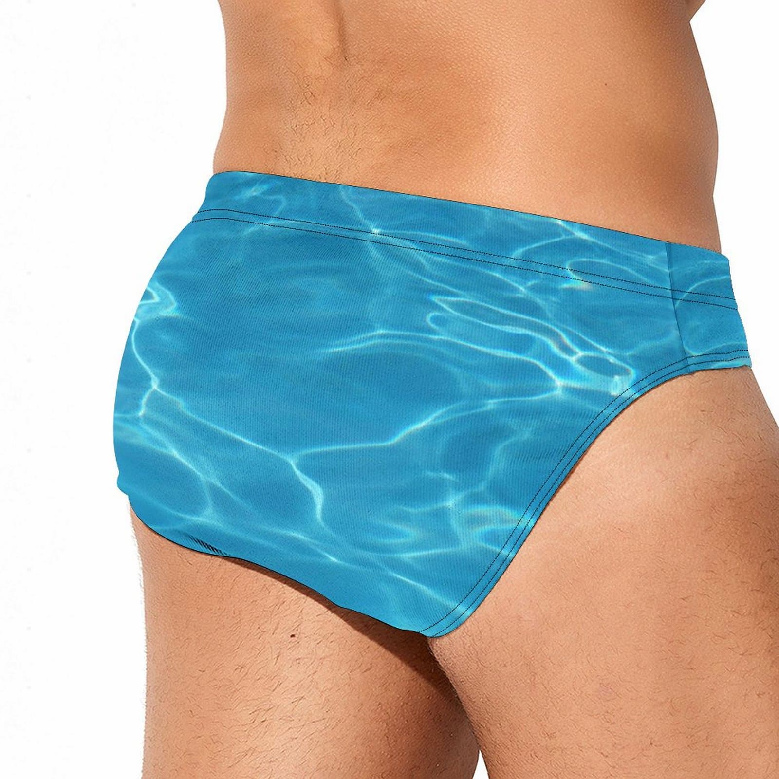 Blue Water Ripple Men's Bikini Swimsuits - side view.