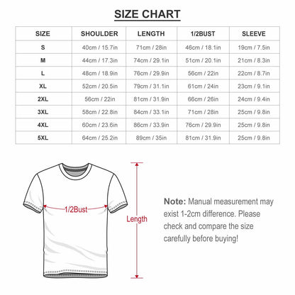 Mens Cotton T Shirt Size Chart Measurements Shoulder Chest Length.