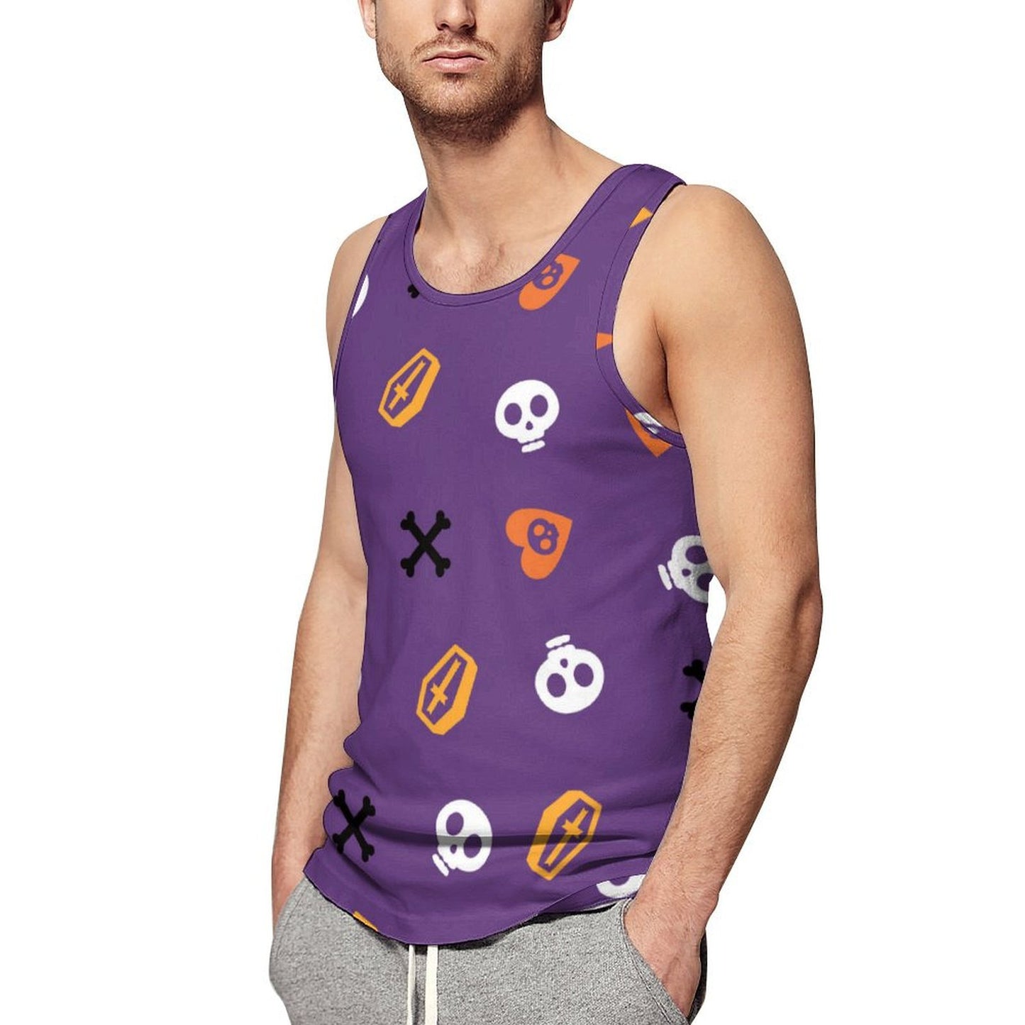 Men's Cotton Sleeveless Muscle Shirt Tank Top for Gym Fitness wear.