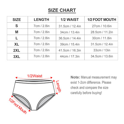 Size chart for Custom Print Men's Swimwear/Bikini Swimming Briefs.