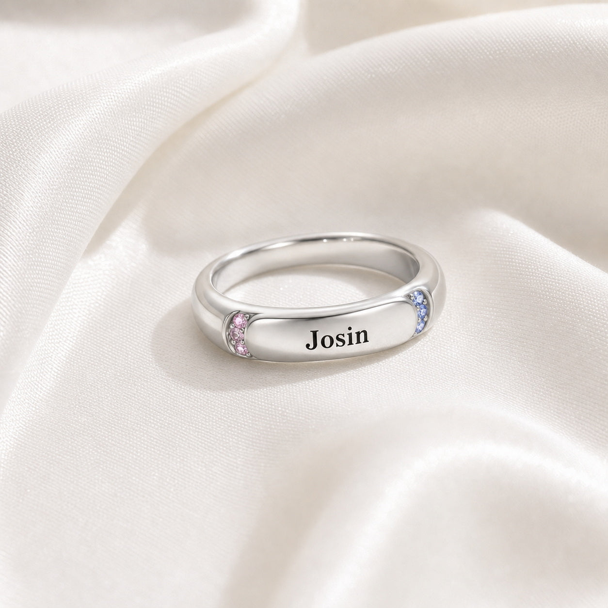 Minimal Engraved Ring detail view custom jewelry