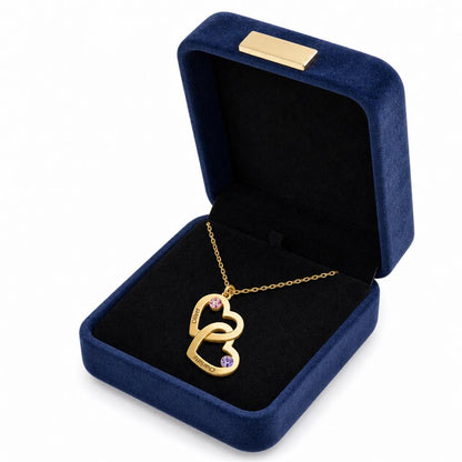 Mom child heart necklace in a gift box