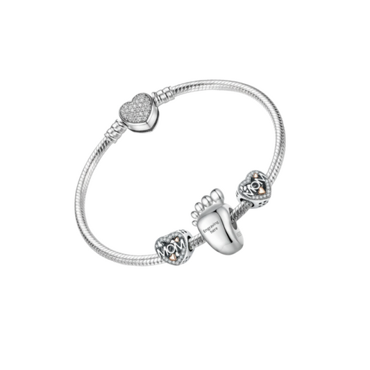 Custom Sterling Silver Charm Bracelet for Mother Day Gift from Daughter Son